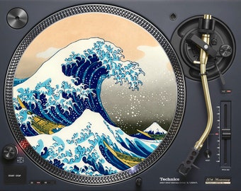 Japanese wave art slipmat for vinyl record deck turntable