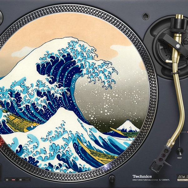 Japanese wave art slipmat for vinyl record deck turntable