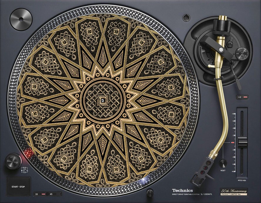 "Goldene Stern Muster Design Slipmat für Plattenspieler / Plattenspieler."