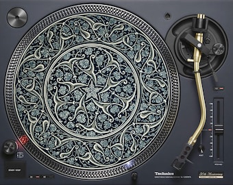 19th century complex pattern design slipmat for vinyl record deck turntable