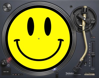 Acid 90s smiley slipmat for vinyl record deck turntable