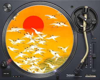 Japanese sunset birds slipmat for vinyl record deck turntable