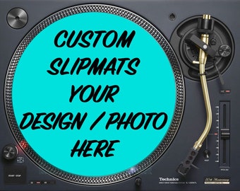 Custom personalised DJ slipmats for vinyl record turntable for music lovers