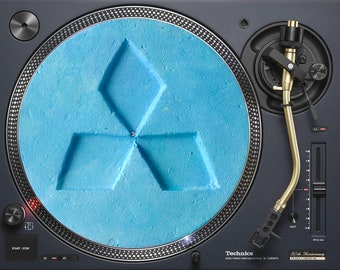 Rave blue Mitsubishi pill slipmat for vinyl record deck turntable