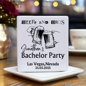 Personalized Bachelor Partycork-back coaster Beers and Bros coaster Matching bachelor party coasters Groom/Groomsman/Best Man coasters
