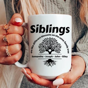 Personalized Siblings 15 oz ceramic mug  Custom names / Family tree mug Gift for brothers, sisters Birthday/christmas gift for siblings