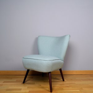 Fauteuil vintage / Chaise cocktail Turquoise / Blanc / Recyclé / Restauré image 4