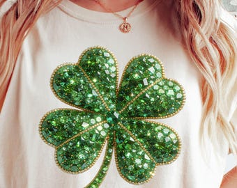 St Patrick's Day Shamrock PNG, Faux Rhinestone Lucky Clover PNG, Trendy Viral PNG, Glitter Shamrock, Preppy St Paddy's png, Digital Download