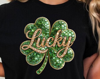 St Patrick's Day Shamrock PNG, Faux Rhinestone Lucky Clover PNG, Trendy Viral PNG, Glitter Shamrock, Preppy St Paddy's png, Digital Download