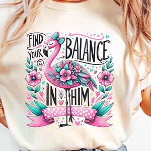 Find Your Balance PNG, Trendy Png, Faith Png, Christian Sublimation Design, Religious Png, Flamingo Png, Digital Download