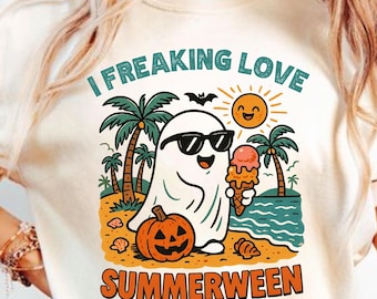Ghost Summer Halloween png, Funny summer Halloween Png, Vintage Summer png, Halloween Ice cream summer png, summer Shirt png, Retro