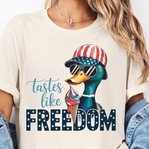 Tastes Like Freedom PNG, Funny Duck Digital Download, Duck Hunting Sublimation PNG, 4th of July Duck Patriotic Sublimation png