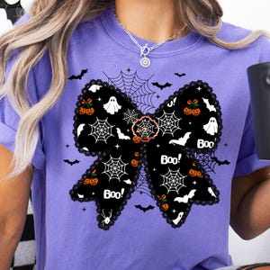 Lace Spooky Bow PNG, lace Halloween png, Ghost png, Coquette Halloween png, Preppy Spooky Season png, Halloween Cherries Pumpkin Bow Png