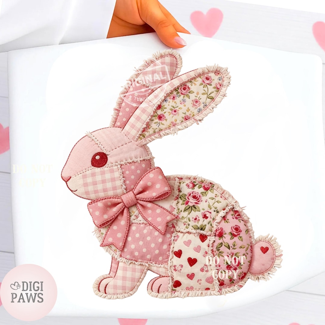 Pink Patchwork Bunny Png, Easter Bunny Clipart, Shabby Chic Rabbit ...