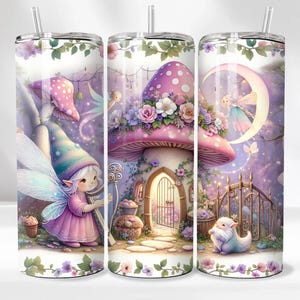 Fantasy Mushrooms Tumbler Wrap, Magical Fairy 20 Oz Skinny Sublimation Tumbler PNG, Mushroom Mandala Forest Tumbler Design Tumbler Download