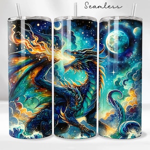 Alcohol Ink Dragon 20 oz Skinny Tumbler Sublimation Design Digital Download PNG Instant DIGITAL ONLY, Mythical Creature Tumbler Wrap