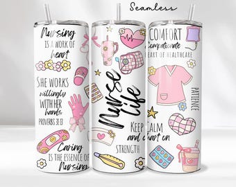 Groovy Nurse Tumbler Wrap 20 oz Skinny Tumbler Nursing Sublimation Design Digital Download Instant Digital Only, Nurse Life RN Tumbler PNG