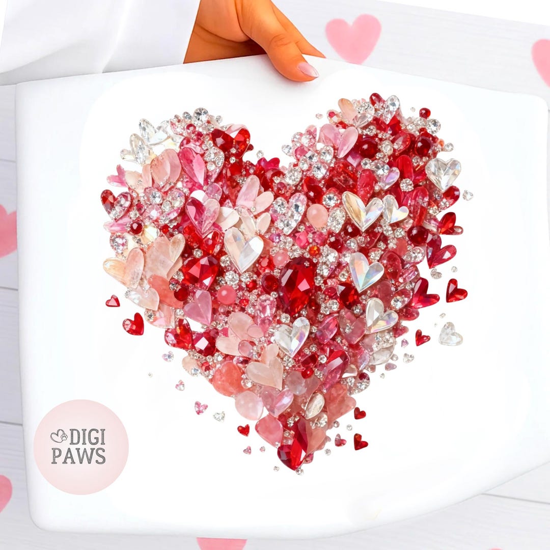 Rhinestone Heart PNG, Red Pink Gemstone Design (digital Download) - Etsy