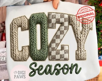 Finto ricamo Cozy Season Camo Western Vintage PNG Retro Camo Country Distressed Varsity Checkered Camo Cozy Season DTF Sublimazione