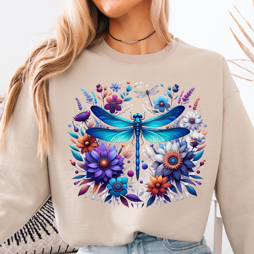 Watercolor Dragonfly Floral Clipart Sublimations Bundle, Insect PNG ...