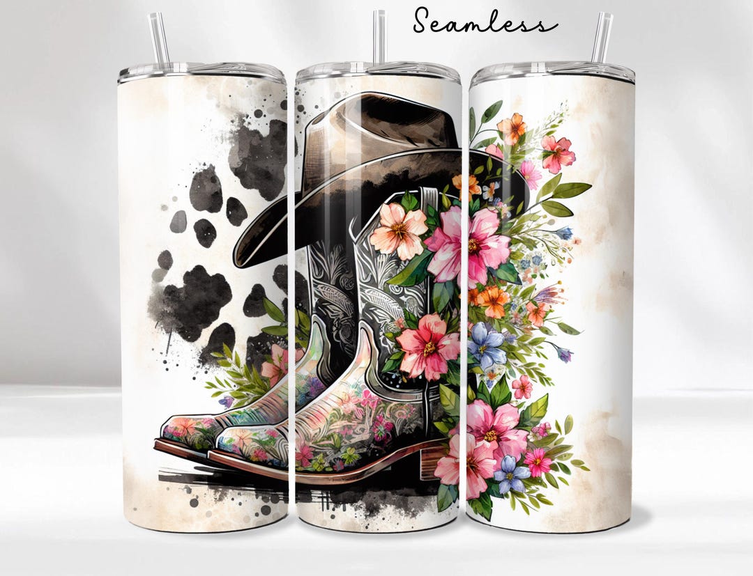 Western Cowgirl Boots Tumbler Wrap PNG, 20oz Skinny Tumbler Sublimation ...