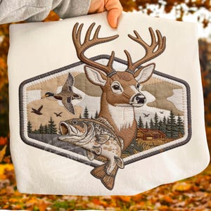 Hjort och anka fiske PNG SVG, Retro Camo jakt sublimering & fiske friluftsmänniska pojkeskjorta, Marsh Old School, Patch Design digital nedladdning