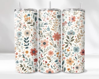 Boho Wildflowers Tumbler Wrap Png | Embroidered Floral Tumbler Wrap | Boho Tumbler Wrap Png | Floral Tumbler | 20 Oz Tumbler Png Floral