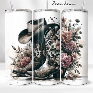 Cowgirl Boots Tumbler Wrap PNG, Sublimation Digital Download, 20oz Skinny Tumbler Design, Instant Digital Download Only, Country Western