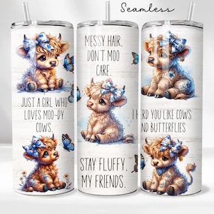 Highland Cows Tumbler Wrap PNG 20 oz Skinny Tumbler Sublimation Design Instant Digital Download Only, Funny Country Girl Cow Tumbler Wrap
