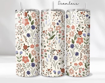 Boho Wildflowers Tumbler Wrap Png, Dainty Floral Tumbler Wrap Boho Tumbler Wrap Png, Floral Tumbler, 20oz Tumbler wrap, digital download