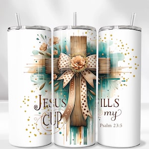 Gesù riempie la mia tazza 20 oz Tumbler Wrap, Salmo 46 10 Tumbler Wrap, Christian Tumbler Wrap, Christian Tumbler PNG Download digitale