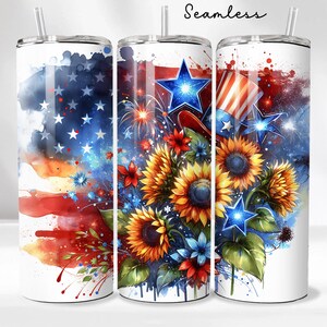 4th Of July American Flag 20 oz Skinny Tumbler Sublimation Design, 4th Of July PNG, Patriotic Tumbler PNG, America Tumbler Wrap