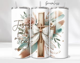 Coquette Christian Tumbler Wrap, 20oz Skinny Sublimation Tumbler Design, Cross Valentine Sublimation Design Png, Religious Tumbler Png Wrap