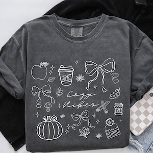 Coquette herfst PNG gezellige sfeer doodle collage grillige png handgetekende pompoen retro preppy spice latte trendy sublimatie digitale muurkunst