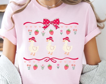 Süße Erdbeergans Png, Sommergans, Mama Gans Png, Kokette Gans Erdbeere Png Sommer, Muttertag Gans Mama Shirt Design Download
