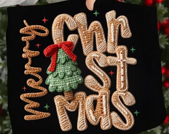 Namaak gebreide haak Merry Christmas png, Coquette kerstboomtaarten png, Tis The Season png, peperkoekkerst png, kerstmis png