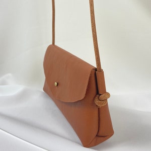 Phone pouch Crossbody bag Minimalist design Handmade leather Soft-tanned leather image 5