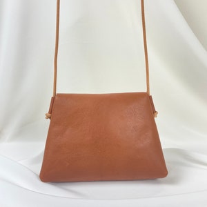Brown leather crossbody Minimalist shoulder purse Handmade leather Small bag Tobacco brown leather image 6