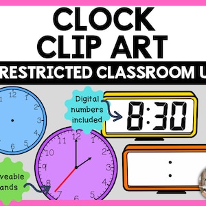 Clock Clip Art - Analoge en digitale klokken, beweegbare wijzers, digitale cijfers