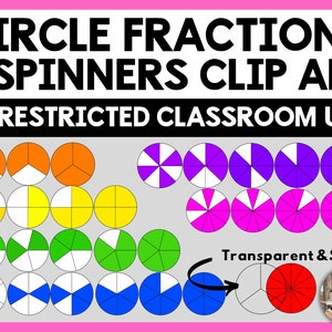 Kreis Bruch und Spinner Clip Art, bewegliche & druckbare Teile, Mathe Clipart
