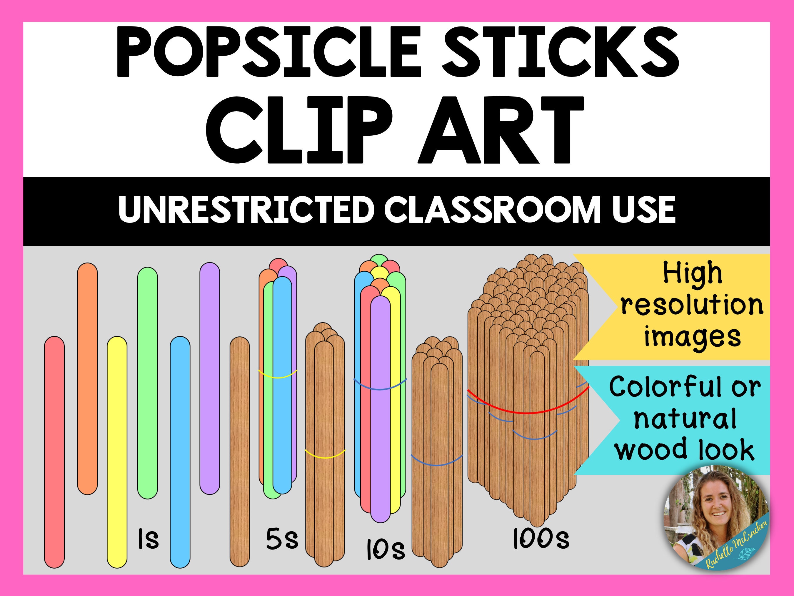 Colorful Popsicle Sticks Clip Art Bundle {Educlips Clipart} by