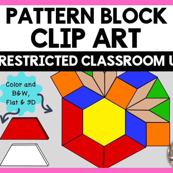 Pattern Block Clip Art, Shapes Clipart, Geometry, Math