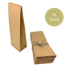 25 stabile Blockbodenbeutel/Kraftpapiertüten zum Verpacken oder Basteln, Adventskalendertüten, Ostertüten - lebensmittelecht & nachhaltig