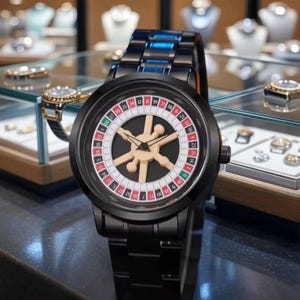 Roulette Wheel Men&#39;s Watch, Spinning Dial Luxury Quartz Watch with Steel Strap , Unique Novelty Gift for Him