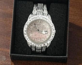 Luxury Men's Watch Diamond Look Luminous with night