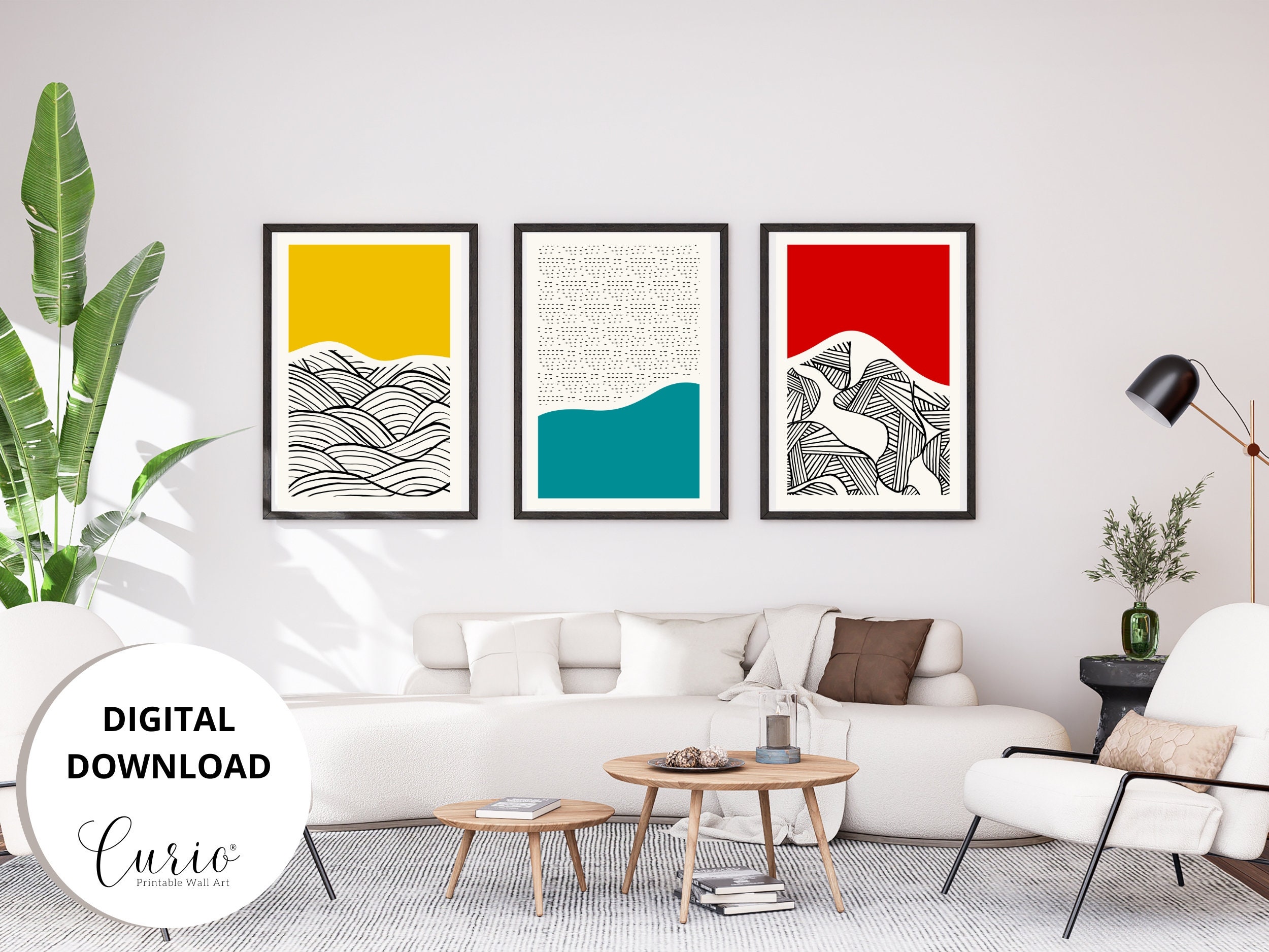 3 Piece Wall Art Abstract Quirky Home Decor Wall Art - Etsy