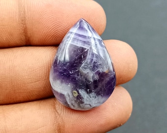 Wonderful Top Quality 100% Natural Chevron Amethyst Pear Shape Cabochon Loose Gemstone For Making Jewelry 37 Cts Size 20x22x7 mm ASM-159