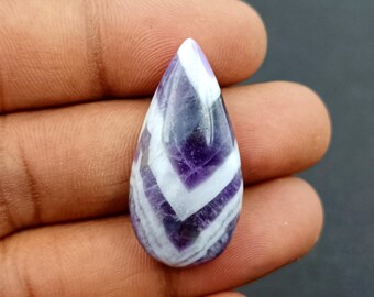 Beautiful Top Quality 100% Natural Chevron Amethyst Pear Shape Cabochon Loose Gemstone For Making Jewelry 33 Cts Size 36x18x7 mm ASM-154