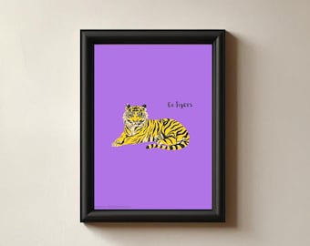 Purple Tiger Art Print, LSU Dorm Decor (Digital Download)