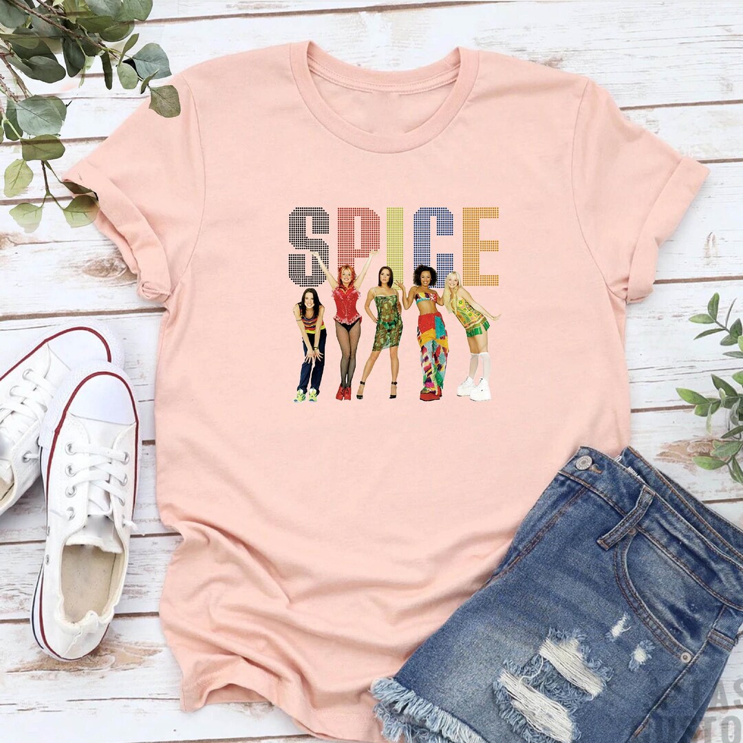 The spice girls t shirt photo poses band logo new official unisex white fruugo uk